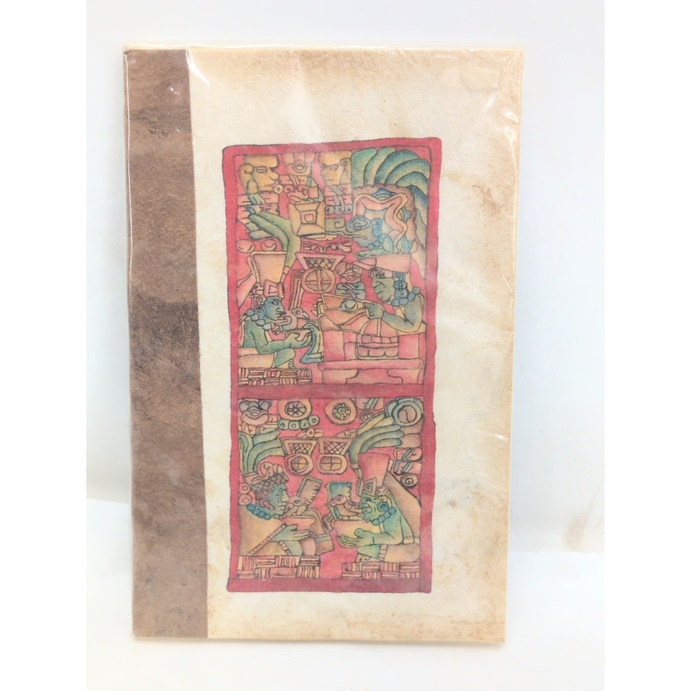 Handmade Bark Paper Amate Journal Inca Aztec Scene Mexico 7" x 4.5" New Sealed
